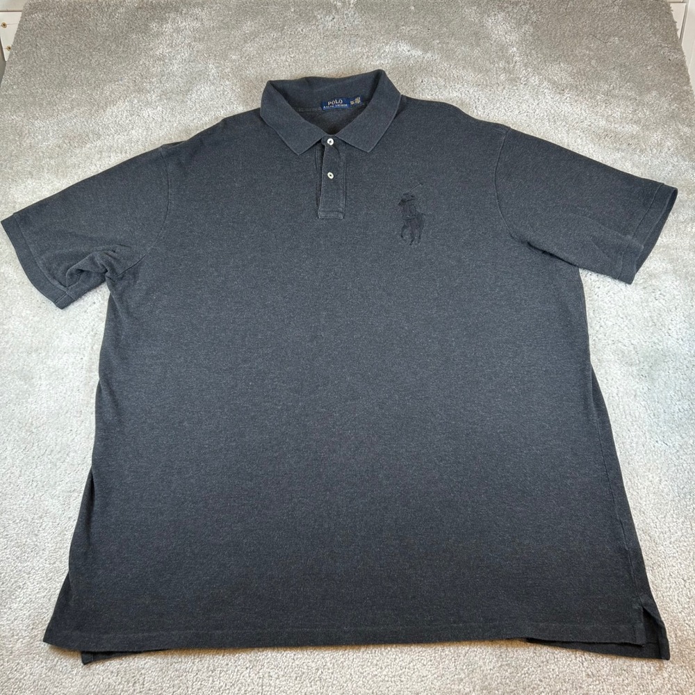 Polo Ralph Lauren Polo Shirt Mens 4XLT Grey Big Pony Short Sleeve Cotton Tall